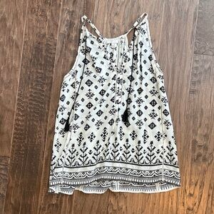 Joie Black and White Geometric Tank Top